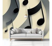 3D Panoramique Murale Minimalisme Abstraction Notes De Musique Lignes, Gris Premium Papier Peint Intissé - Décoration Murale Moderne Poster Tableaux Photo Muraux 400 x 280 cm pour Salon Chambre Enfant