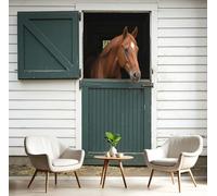 3D Panoramique Murale Style photographique réaliste Planches pour chevaux d'écurie 250x175cm Premium Papier Peint Soie Pour Salon Chambre Enfant Chambre Décoration Murale Moderne Photo Muraux, Vert