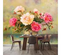 3D Panoramique Murale Vase Vintage Avec Pivoines 500x280 cm Premium Papier Peint Intissé Pour Salon Chambre Enfant Chambre Décoration Murale Moderne Poster Tableaux Photo Muraux