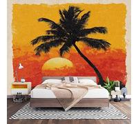 3D Panoramique Murale, Ville Intérieure Photo Papier Peint 350x256 cm | Décoration Murale Moderne Poster Tableaux Photo Muraux Palmiers Tropicaux Papier Peint Art Pour Chambre Salon