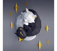 3D Paper Model Handmade Star Couple Cat DIY Wall Papercraft Home Decor Wall Decoration Puzzles Educational DIY Kids Toys