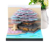 3D Paper-Torn Art Time Calendar - 3d Calendar 2026 | Paper Sculpture Calendars | Flower Tree House Design Art Notepad With Light Tear Away Memo For Classroom Holiday Commute Workout Home