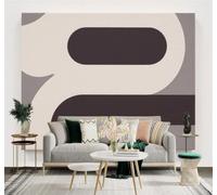 3D Papier Peint Abstrait Minimaliste Courbes Géométriques Formes Noires | Soie Texturée Haut de Gamme Idéale Pour le Bureau la Salle à Manger Salon Chambre Canapé et Décoration Murale-350cm×256cm