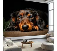 3D Papier Peint Animal Teckel Mignon, Peinture Murale Intissé Photo Photographie de Nature Mural Poster Salon Chambre Mur de fond Chambre des Enfants Bureau Décoration de Maison, 400 x 280 cm (L x H)
