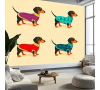 3D Papier Peint Animaux Mignon Teckel, Peinture Murale Intissé Photo Simple Style Mural Poster Salon Chambre Mur de fond Chambre des Enfants Bureau Décoration de Maison, 450 x 315 cm (L x H)