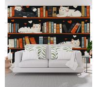 3D Papier Peint Animaux Mignons Amour de Chat Tapisserie Murales Panorama Papier Peint Panoramique Livres Vintage Chat Pour Salon Chambre D'Enfant Décoration Murale 500x317cm(L x H)