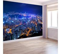 3D Papier Peint Architecture Aérienne Lumières, Peinture Murale Intissé Photo Paysage Urbain Mural Poster Salon Chambre Mur de fond Chambre des Enfants Bureau de Maison, 400 x 280 cm (L x H)