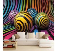 3D Papier Peint Boule Colorée 3D，400x280cm Vortex D'Illusion D'Optique Photo Mural Chambre moderne à la mode, grand fond de télévision