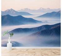 3D Papier Peint Brume Légère Montagnes Bleues Matinale Lever Du Soleil | Texture Soyeuse Haut de Gamme Adaptée au Bureau à la Salle Manger au Coin Canapé Chambre Salon et Mur Derrière TV-250cm×170cm
