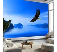 3D Papier Peint Ciel Bleu Aigle Sur L'Eau, Peinture Murale Intissé Photo Paysage Naturel Mural Poster Salon Chambre Mur de fond Chambre des Enfants Bureau Décoration de Maison, 200 x 140 cm (L x H)
