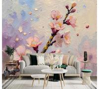 3D Papier Peint Dessin À La Main Pétales Cerisiers Roses Branches Art | Texture Soyeuse Haut de Gamme Adaptée au Bureau à la Salle Manger au Coin Canapé Chambre Salon et Mur Derrière TV-300cm×210cm