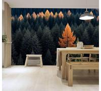 3D Papier Peint En Trois Dimensions Automne Pins Orange Pins Verts Paysage | Soie Texturée Haut de Gamme Idéale Pour le Bureau la Salle à Manger Salon Chambre Canapé et Décoration Murale-200cm×140cm