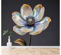 3D Papier Peint En Trois Dimensions Pétales Métalliques Art Feuilles Fleurs | Soie Texturée Haut de Gamme Idéale Pour le Bureau la Salle à Manger Salon Chambre Canapé et Décoration Murale-300cm×210cm