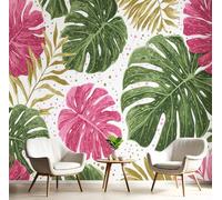 3D Papier Peint Feuille De Monstera Tachetée Muraux Tapisserie Photo Décoration Style D'Illustration À L'Aquarelle Papier Peint Panoramique Pour Salon Chambre Chambre D'Enfant Murale,200X140Cm