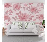 3D Papier Peint Fleur de Rose D'Amour Romantique Tapisserie Murales Panorama Papier Peint Panoramique Plantes Fleurs Feuilles Pour Salon Chambre D'Enfant Décoration Murale 500x317cm(L x H)