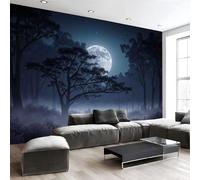 3D Papier Peint Forêt Mystérieuse Vue Nocturne Papier Peint Panoramique Pour Salon Chambre Chambre D'Enfant Décoration Murale (Pleine Lune Fantastique, 250 X 175 Cm)