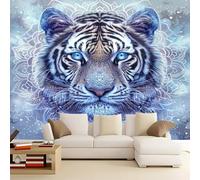 3D Papier Peint intissé Animal Print Tiger Stripes 250 x 175 CM, Papier Peint Panoramique Toison Tapisserie Photo Mural Affiche Pour Salon Chambre D'Enfant Murale - Coloré