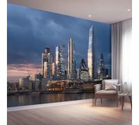 3D Papier Peint Intissé Coloré Moderne pour Salon et Chambre | Décoration Murale Photo Muraux, Poster Moderne Architecture urbaine Coucher de soleil Motif 200 x 140 cm pour Enfant & Adulte