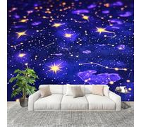3D Papier Peint Intissé Murale Ciel Nocturne De RêVe, Mer D'éToiles Moderne Décoration Bleu Foncé Panoramique Fresque Murale Pour Salon & Chambre Fond Tv Décoration Facile À Poser 400x280cm