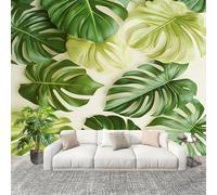 3D Papier Peint Intissé Murale Feuilles De Plantes Monstera Moderne Décoration Murale Fresque Vert Panoramique Fresque Murale Pour Salon & Chambre Fond Tv Décoration Facile À Poser 400x280cm