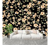 3D Papier Peint Intissé Murale Motifs De Plantes Et De Fleurs Moderne Décoration Murale Fresque Noir Panoramique Fresque Murale Pour Salon & Chambre Fond Tv Décoration Facile À Poser 400x280cm