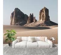3D Papier Peint Intissé Murale Ondulations De La Tour De Pierre Du DéSert Moderne Décoration Beige Panoramique Fresque Murale Pour Salon & Chambre Fond Tv Décoration Facile À Poser 300x210cm