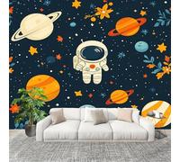 3D Papier Peint Intissé Murale ThèMe De L'Espace De Dessin Animé Moderne Décoration Murale Bleu Foncé Panoramique Fresque Murale Pour Salon & Chambre Fond Tv Décoration Facile À Poser 400x280cm