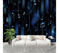 3D Papier Peint Intissé Murale ThèMe De Note De Musique Moderne Décoration Murale Fresque Noir Panoramique Fresque Murale Pour Salon & Chambre Fond Tv Décoration Facile À Poser 350x256cm