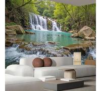 3D Papier Peint Lacs Et Cascades Spectaculaires Forêts Verdoyantes Papier Peint Panoramique Pour Salon Chambre Salon Mural Fresque Poster Xxl Paysage Végétal Fond Décoration Murale 350X256Cm (L X H)