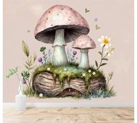 3D Papier Peint Minimaliste Dessiné À La Main Fleurs Sauvages Champignons | Texture Soyeuse Haut de Gamme Adaptée au Bureau à la Salle Manger au Coin Canapé Chambre Salon et Mur Derrière TV-250cm×170cm