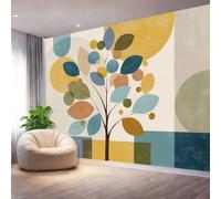 3D Papier Peint Moderne Arbres Ligne Géométrique Papier Peint Panoramique pour Salon Chambre Mural Fresque Poster 200 x 140 cm, Coloré Salon Canapé TV Fond Décoration Murale