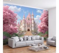 3D Papier Peint Murale Motif Cour du château de conte de fées Papier Peint Panoramique Mural Affiche Géante Décoration Pour Salon TV Fond Chambre D'Enfant Décoration 400 x 280 cm Fantaisie rêveuse