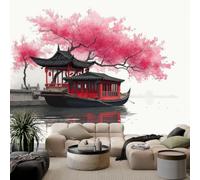 3D Papier Peint Murale Motif Paysage chinois au bord du lac Papier Peint Panoramique Mural Affiche Géante Décoration Pour TV Fond Chambre D'Enfant Décoration 400 x 280 cm Peinture à l’encre chinoise