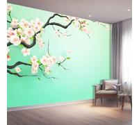 3D Papier Peint Oriental Simple Fleurs Branches Papier Peint Coloré Panoramique Pour Salon Chambre Chambre D'Enfant Décoration Murale Maison Décoration Intérieure 300 x 210 cm