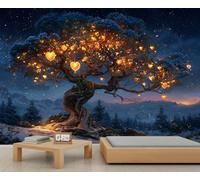 3D Papier Peint Panoramique Arbre Lumineux Papier Peint Arbre Enchanté Décoration Murale Paysage Fantastique pour Enfant Chambre Salon Bureau 250 X 175 cm