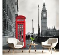 3D Papier Peint Panoramique Big Ben Londres Gris 450×315 cm Non-Tissées Mural, Ville Architecture XXL Grandes Murales Poster pour Salon, Adulte Chambre d'enfants, Étude Décoration