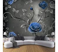 3D Papier Peint Panoramique Feuilles Tourbillonnantes Roses Gris 260×180cm Non-Tissées Mural, Abstrait Floral XL Grandes Murales Poster pour Salon, Adulte Chambre d'enfants, Étude Décoration