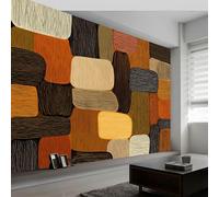 3D Papier Peint Panoramique Géométrique Abstrait Blocs Rayures, Papier Peint Panoramique Murale Tribal Africain pour Salon Chambre d'Enfant Salle de Jeux - Décoration Murale Photo 300L x 210H cm