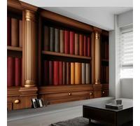 3D Papier peint panoramique géométrique bibliothèque étagère, papier peint panoramique murale style rétro pour salon chambre chambre d'enfant - Décoration murale photo 400L x 280H cm