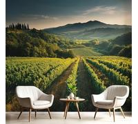 3D Papier Peint Panoramique Italie Vignobles Intissé, 400×280cm Nordique Plantes Grandes Murales Poster pour Salon, Adulte Chambre d'enfants, Étude Décoration