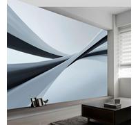 3D Papier peint panoramique minimaliste espace géométrique vagues, papier peint panoramique murale art abstrait pour salon chambre chambre d'enfant - Décoration murale photo 400L x 280H cm