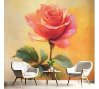 3D Papier Peint Panoramique Pétales Rouges,100×70cm Roses À L'Aquarelle Grandes Tissus non tissés Murales Poster pour Salon, Adulte Chambre d'enfants, Étude Décoration