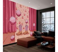 3D Papier Peint Panoramique Princesse, intissé 300 x 210 cm Muraux Tapisserie Rose Bottes De Cowboy Géométrique Cercles Grandes Murales Poster pour Salon, Adulte Chambre d'enfants, Étude Décoration