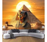 3d Papier Peint Panoramique Soie Paysage À La Peinture À L'Huile 250×175cm Pyramides De L'Égypte Ancienne Grandes Murales Soie Poster pour Salon, Adulte d'enfants, Étude Bureau Décoration Brun