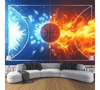3D Papier Peint Panoramique Terrain Basket Dessin Animé 200×150cm Intissé Wallpaper Chambre Bureau Deco Motif Basket-Ball Sports Décoration Murale Marron