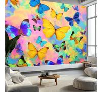3D Papier Peint Papillons Colorés et Oniriques, Peinture Murale Intissé Photo Art Abstrait Mural Poster Salon Chambre Mur de fond Chambre des Enfants Bureau Décoration de Maison, 200 x 140 cm (L x H)