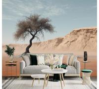 3D Papier Peint Paysage Désertique Arbre Solitaire Dunes Ciel Bleu Paysage | Texture Soyeuse Haut de Gamme Adaptée au Bureau à la Salle Manger au Coin Canapé Chambre Salon et Mur Derrière TV-350cm×256cm