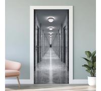 3D Papier Peint Porte Trompe L'Oeil Effect Couloir Marbre Affiche Photographie de Allée Sticker de Porte Poster, Auto-adhésif Imperméable Moderne Autocollant Mural 95x215 cm G6s212
