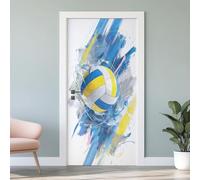 3D Papier Peint Porte Trompe L'Oeil Effect Volley-Ball Affiche Sports de Balle Sticker de Porte Poster, Auto-adhésif Imperméable Garçon Fille Adolescent Autocollant Mural 88x200 cm S3g105