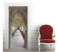 3D Papier Peint Porte Trompe l'oeil Sticker Poster Porte Trompe l'oeil Intérieure Muraux PVC pour Décoration Mur Salon Cuisine Chambre Salle de Bain 73x205 cm Le style marocain